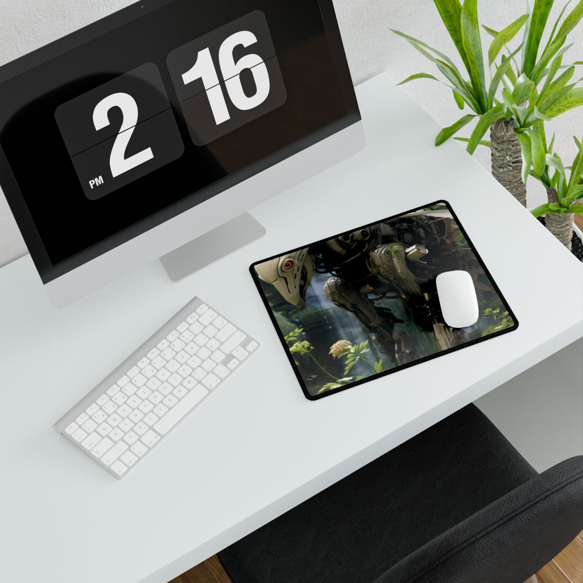 Modern Robotic Wildlife Sanctuary: Modern Digital Art - Desk Mat