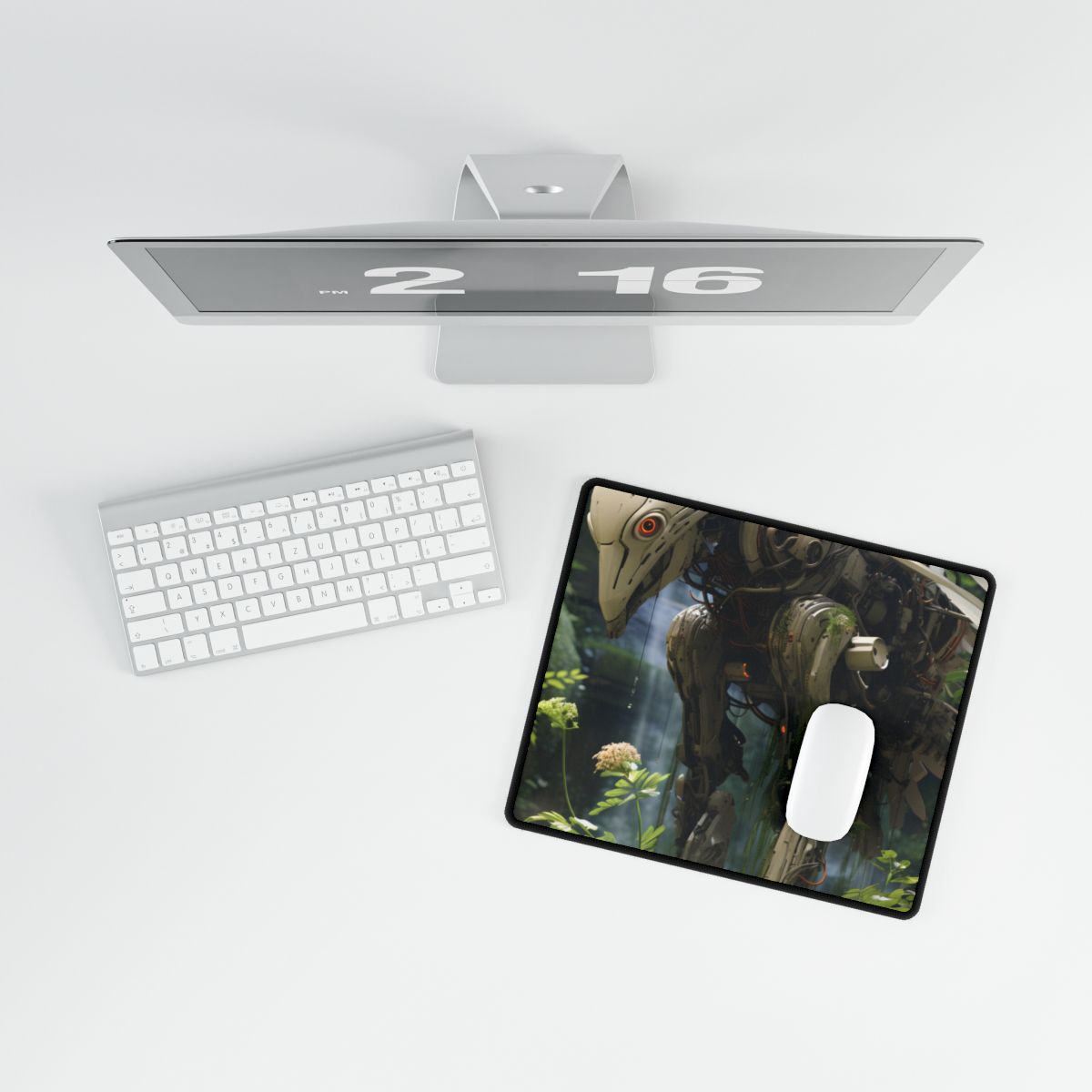 Modern Robotic Wildlife Sanctuary: Modern Digital Art - Desk Mat