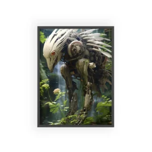 Robotic Bird Among Ferns Framed Poster