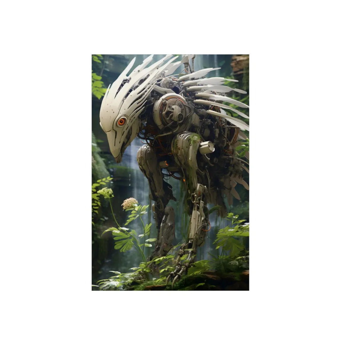 Modern Robotic Wildlife Sanctuary: Modern Digital Art - Metal Poster