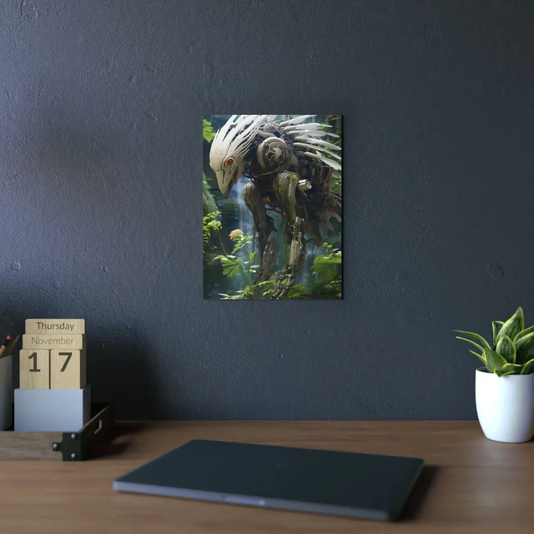 Modern Robotic Wildlife Sanctuary: Modern Digital Art - Metal Poster