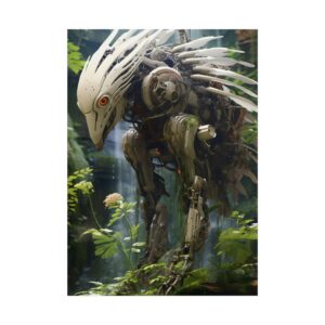 Robotic Bird Among Ferns Poster