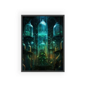 Glowing Glass Jars with Plants Framed Poster