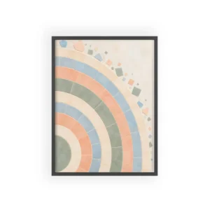 Pastel Concentric Tile Arcs Framed Poster