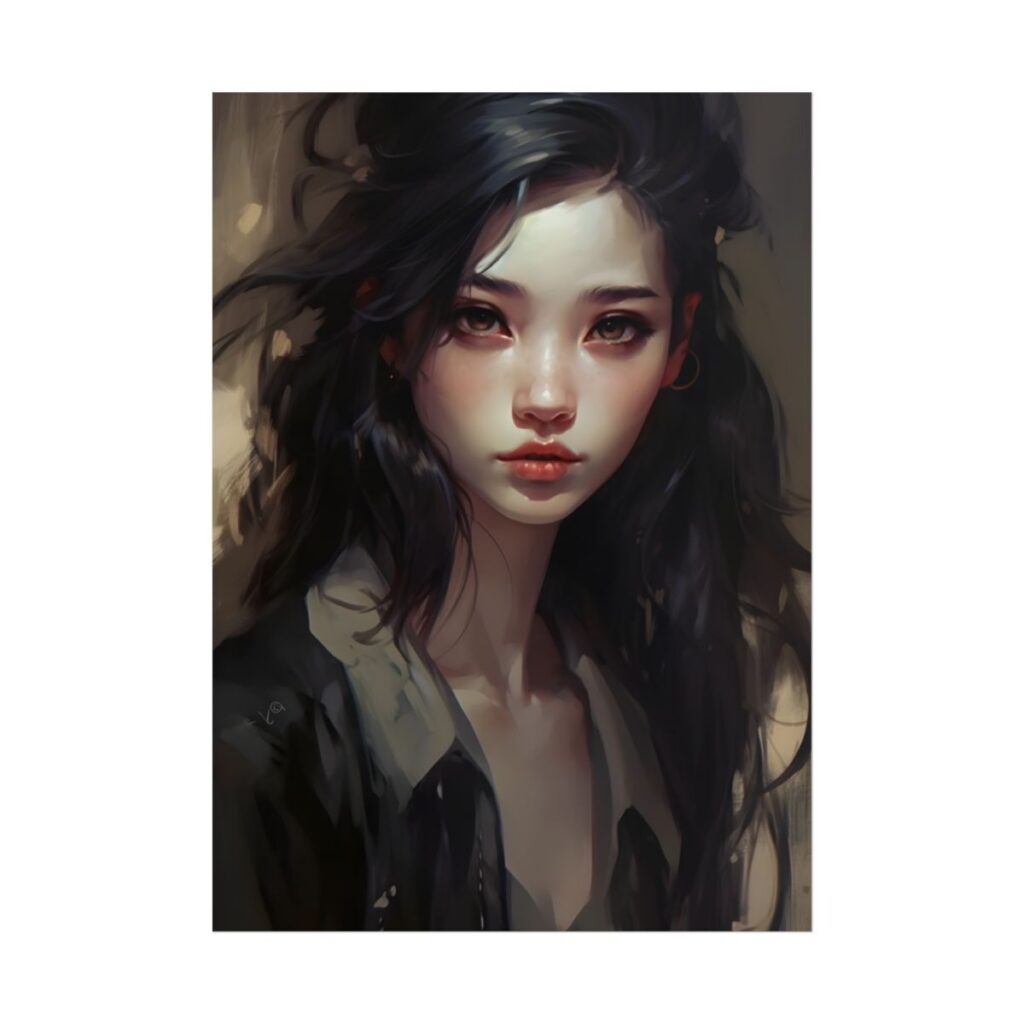 Moody Portrait: Dark Haired Woman Artwork - Poster
