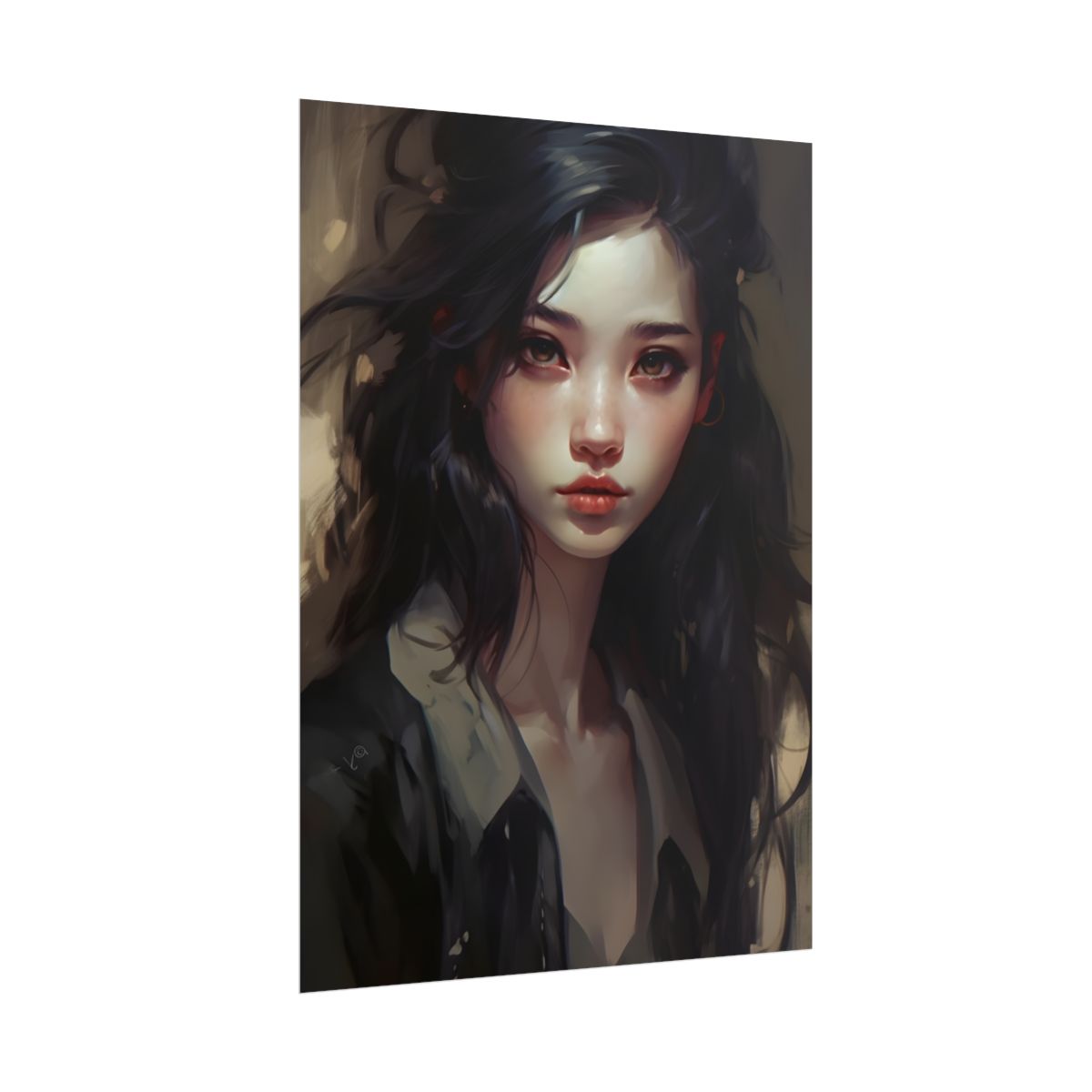 Moody Portrait: Dark Haired Woman Artwork - Poster