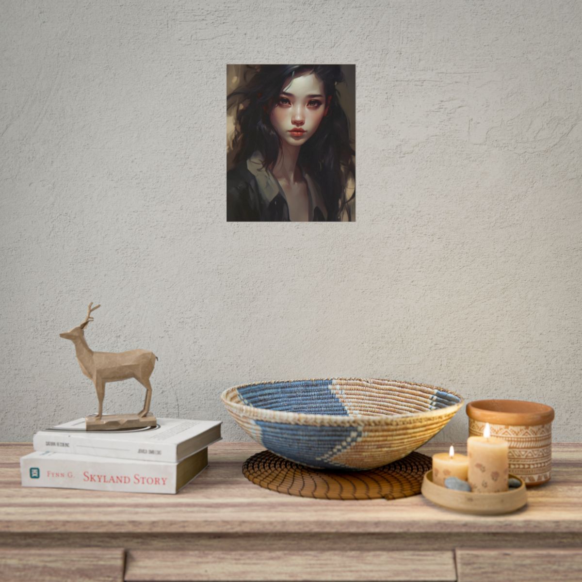 Moody Portrait: Dark Haired Woman Artwork - Poster