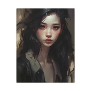 Dark-Haired Portrait Study Canvas Print