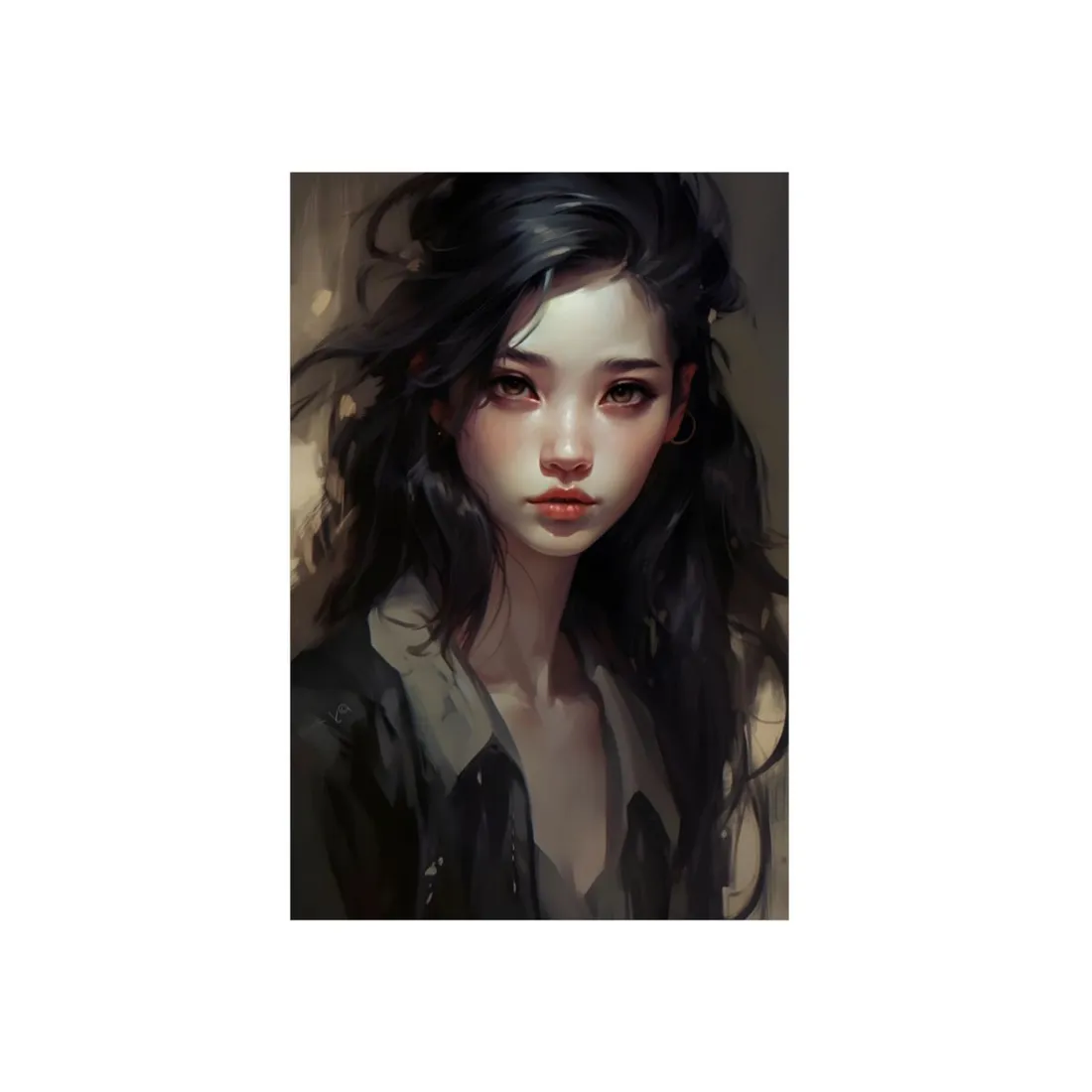 Moody Portrait: Dark Haired Woman - Metal Poster