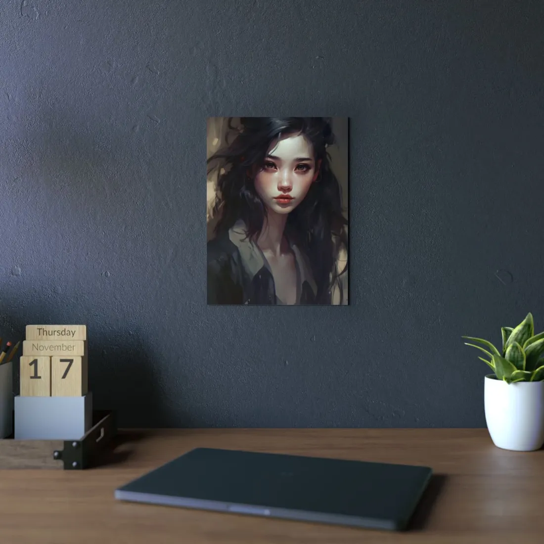 Moody Portrait: Dark Haired Woman - Metal Poster