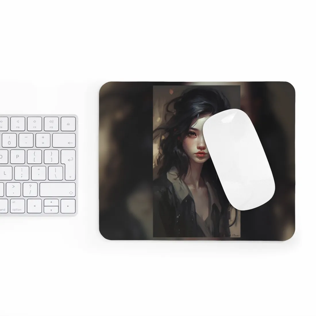 Moody Portrait: Dark Haired Woman - Mouse Pad
