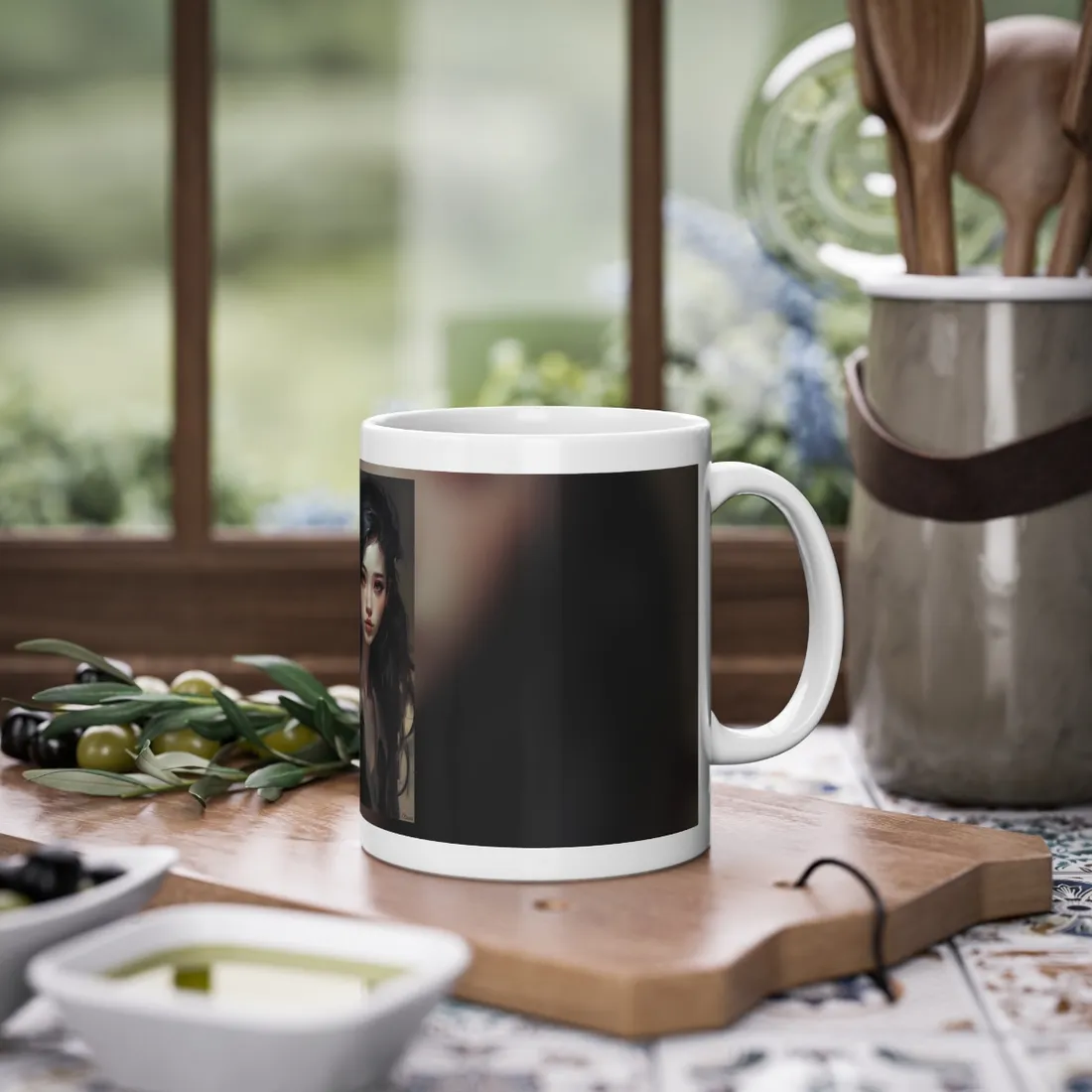 Moody Portrait: Dark Haired Woman - Mug
