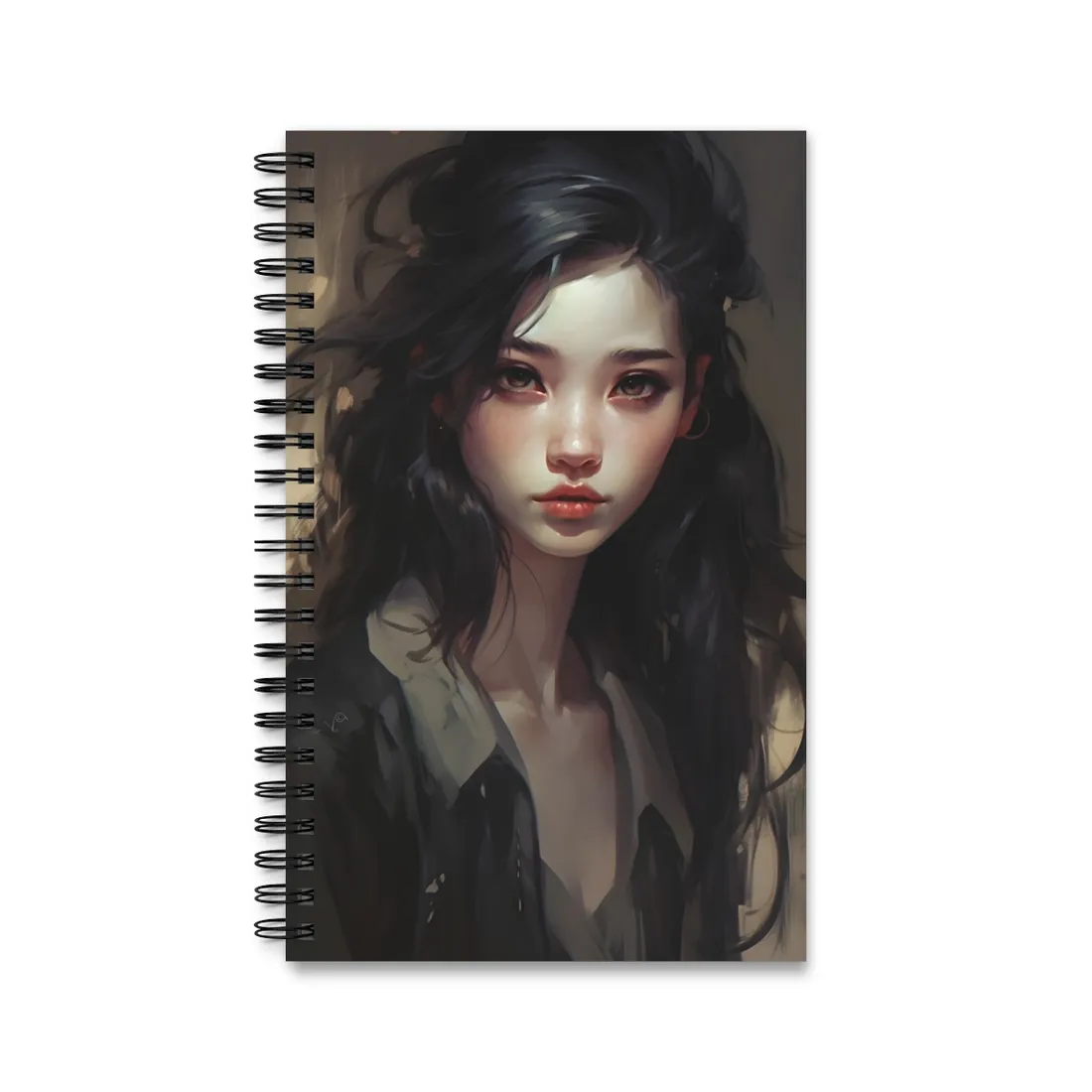 Moody Portrait: Dark Haired Woman - Spiral Notebook