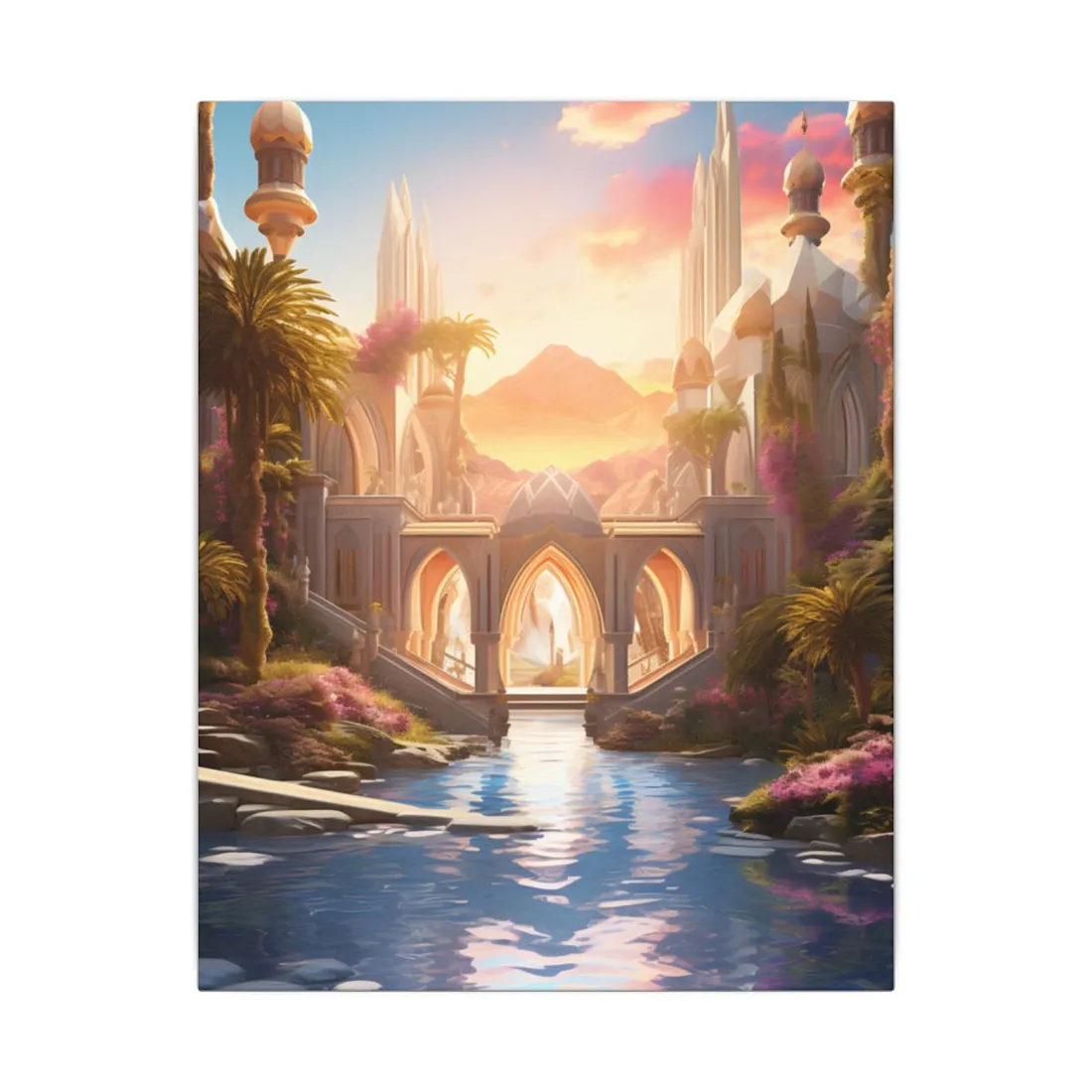 Moonlit Desert Oasis: Arabian Nights Serenity - Canvas
