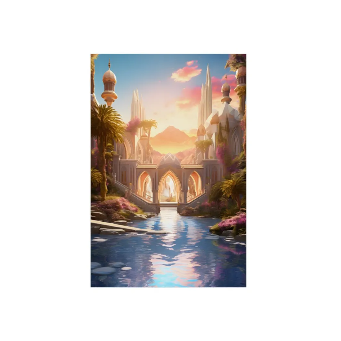 Moonlit Desert Oasis: Arabian Nights Serenity - Metal Poster