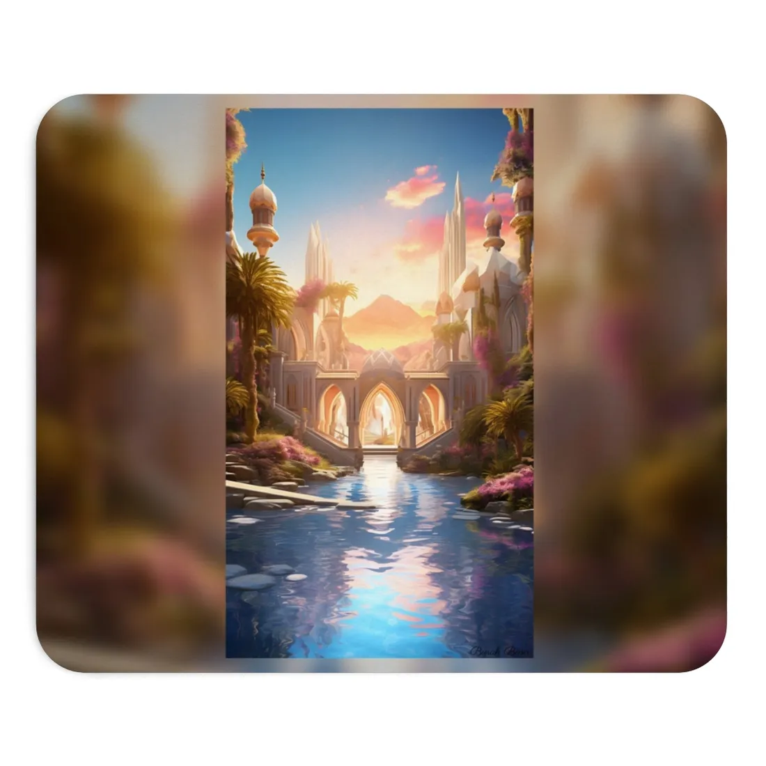 Moonlit Desert Oasis: Arabian Nights Serenity - Mouse Pad