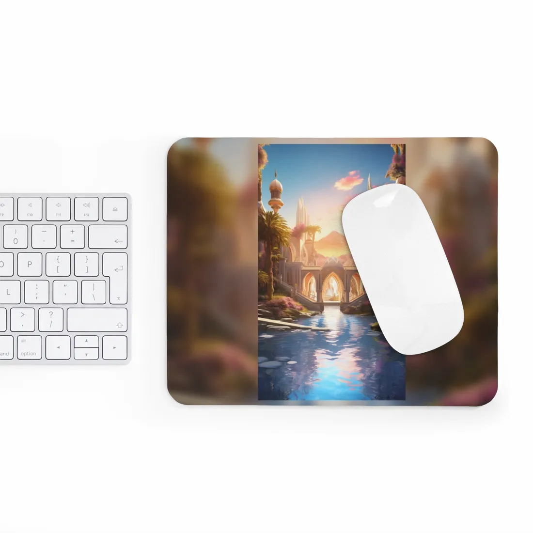 Moonlit Desert Oasis: Arabian Nights Serenity - Mouse Pad