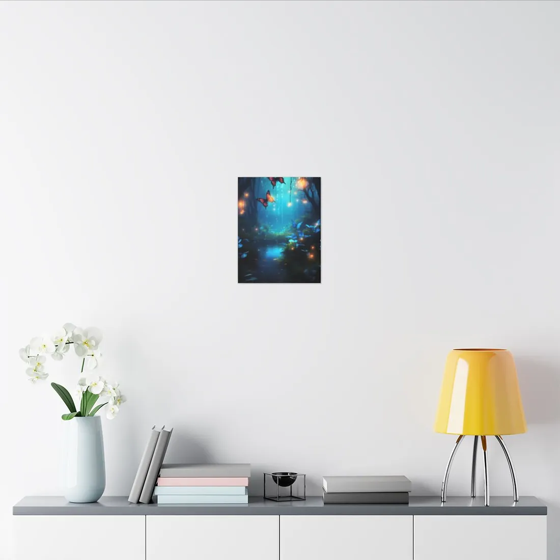 Moonlit Night Forest: Glowing Foggy Fantasy Bokeh Art - Canvas