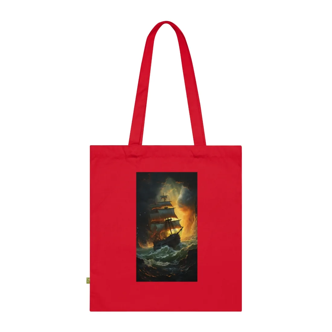Mostly Green Seascape: Magnificent Oil Painting of a Ship - Tote Bag