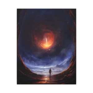 Lone Figure Before Orange Vortex Canvas Print