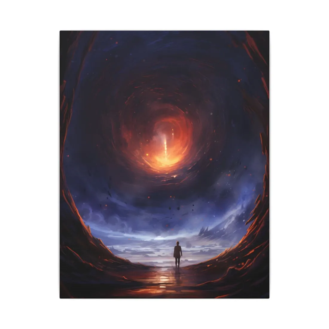 Mysterious Black Hole Cosmos: Space Art with Planetary Orbits - Canvas