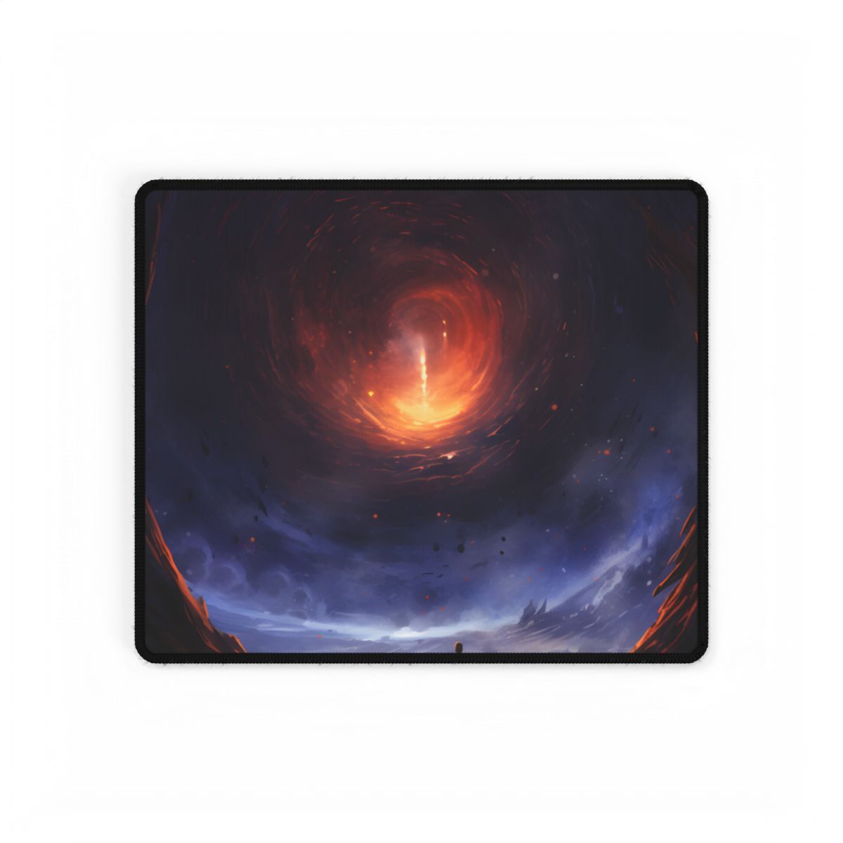 Mysterious Black Hole Cosmos: Space Art with Planetary Orbits - Desk Mat