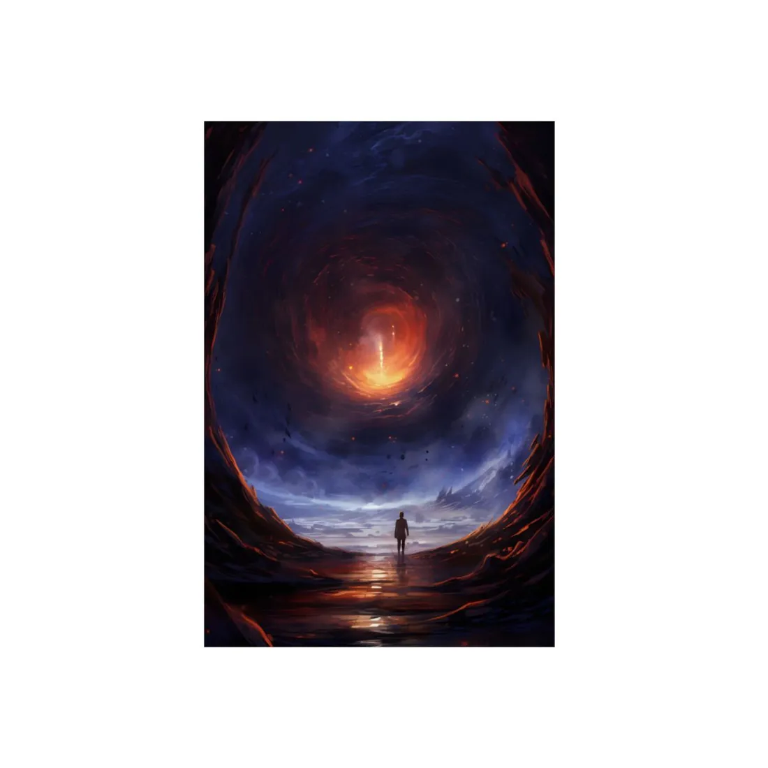 Mysterious Black Hole Cosmos: Space Art with Planetary Orbits - Metal Poster