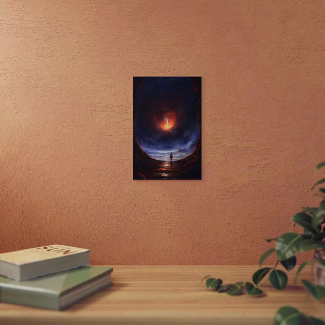 Mysterious Black Hole Cosmos: Space Art with Planetary Orbits - Metal Poster