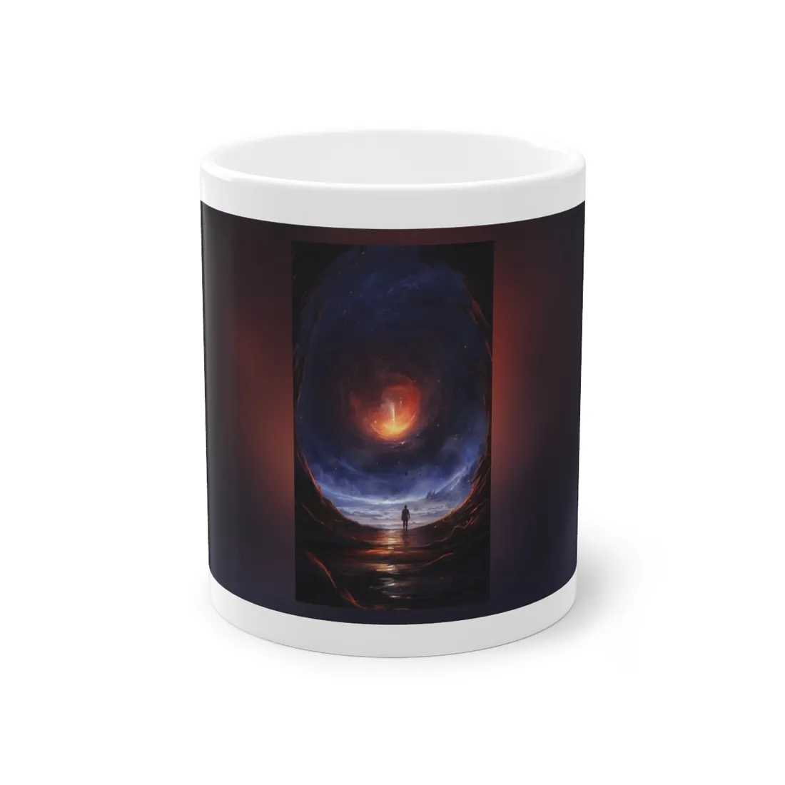 Mysterious Black Hole Cosmos: Space Art with Planetary Orbits - Mug