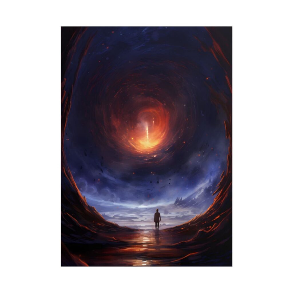 Mysterious Black Hole Cosmos: Space Art with Planetary Orbits - Poster