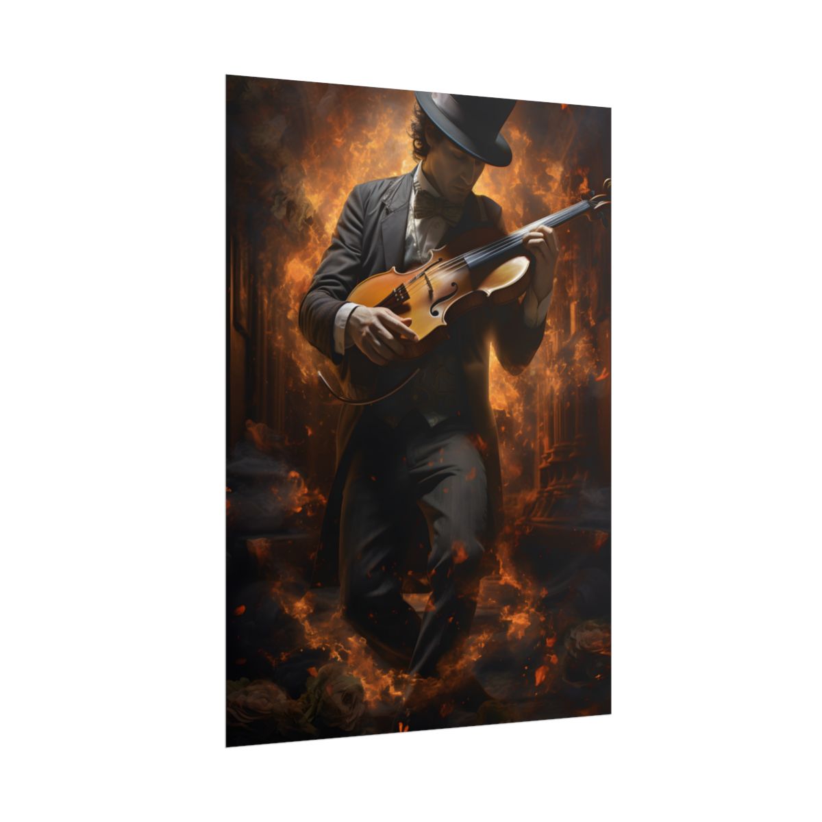 Mysterious Close-Up Portrait of a Musician Playing Instrument - Poster