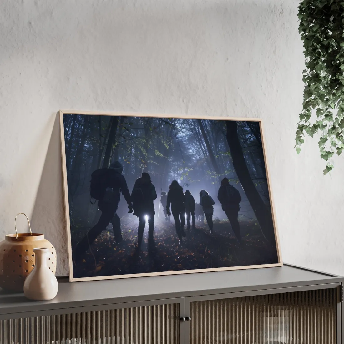 Mysterious Forest Adventure: Exploring with Courage - Framed Poster