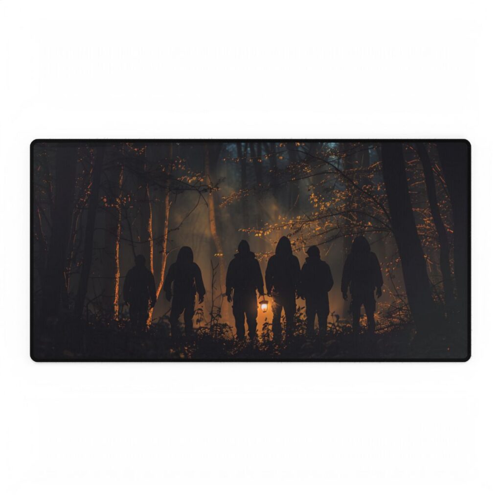 Mysterious Forest Quest: Brave Explorers Embark on a Day of Adventure - Desk Mat
