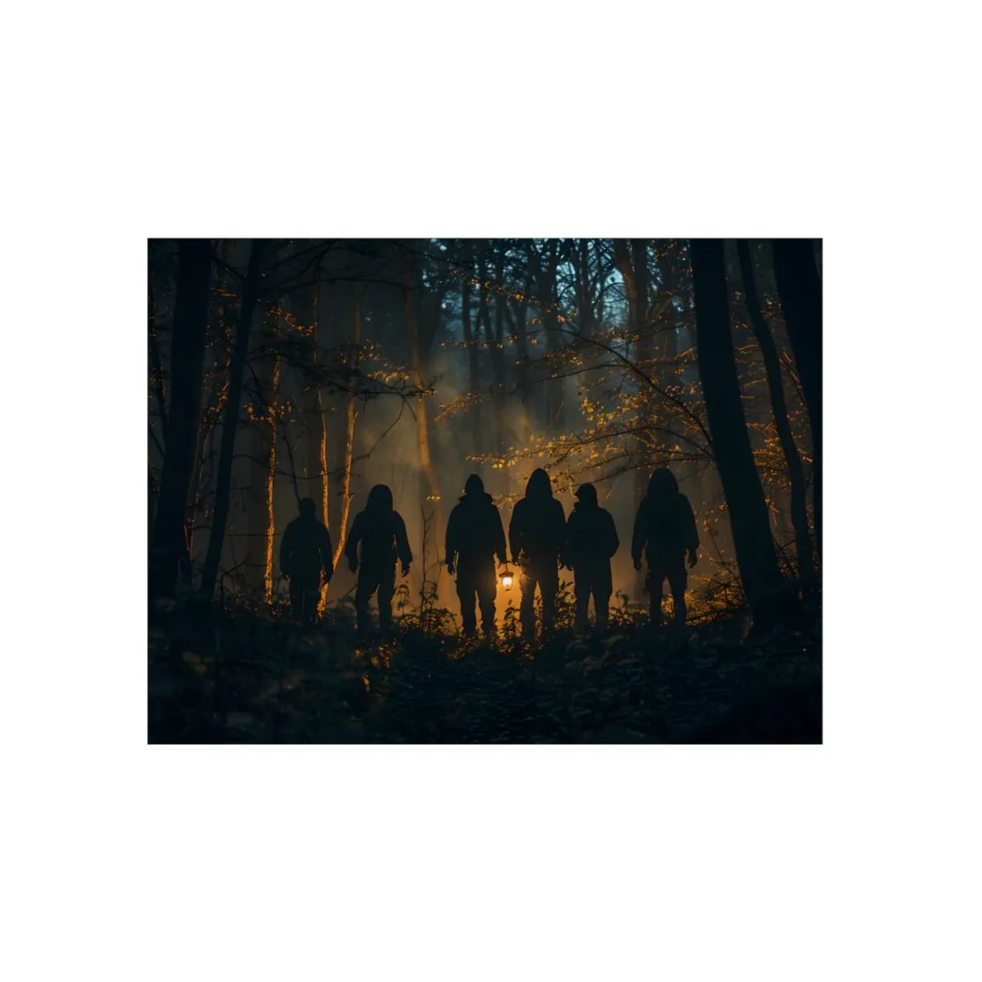 Mysterious Forest Quest: Brave Explorers Embark on a Day of Adventure - Metal Poster