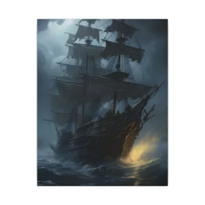 Ghost Ship in Storm Canvas Print