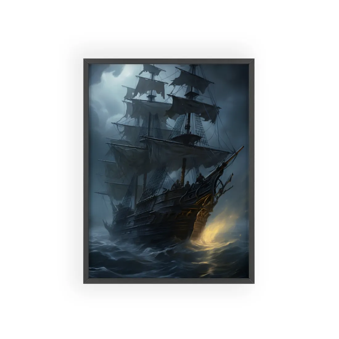 Mysterious Ghost Pirate Ship Sail - Framed Poster