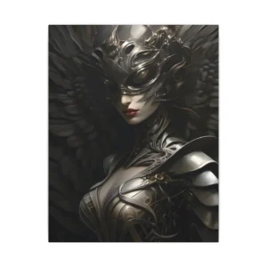 Winged Woman in Silver Armor Canvas Print