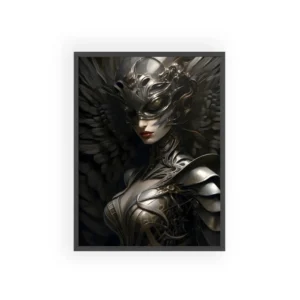 Winged Woman in Silver Armor Framed Poster
