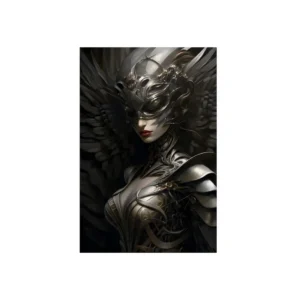 Winged Woman in Silver Armor Metal Poster