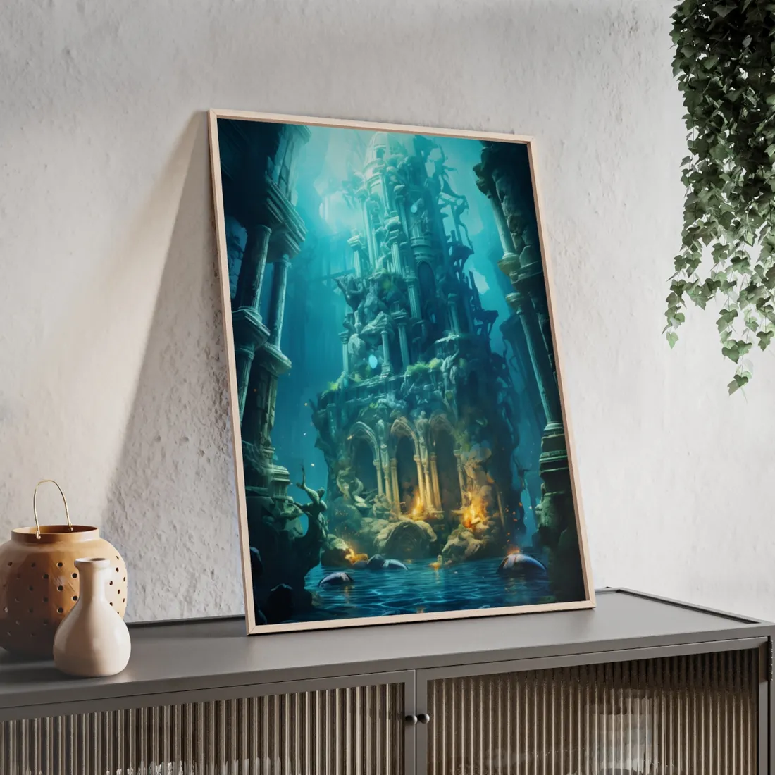Mysterious Hidden Underwater City: Ancient Civilization Submerged - Framed Poster