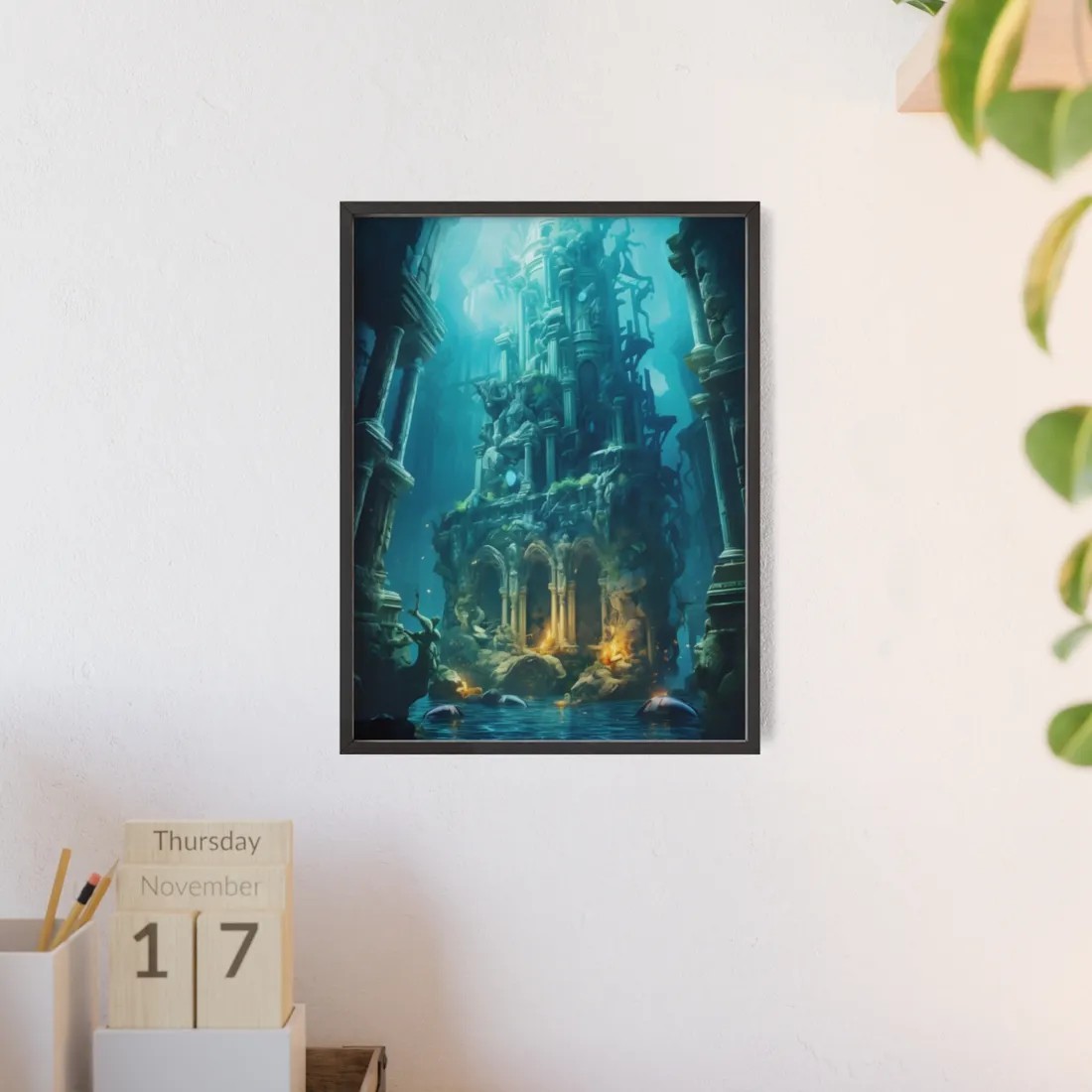 Mysterious Hidden Underwater City: Ancient Civilization Submerged - Framed Poster