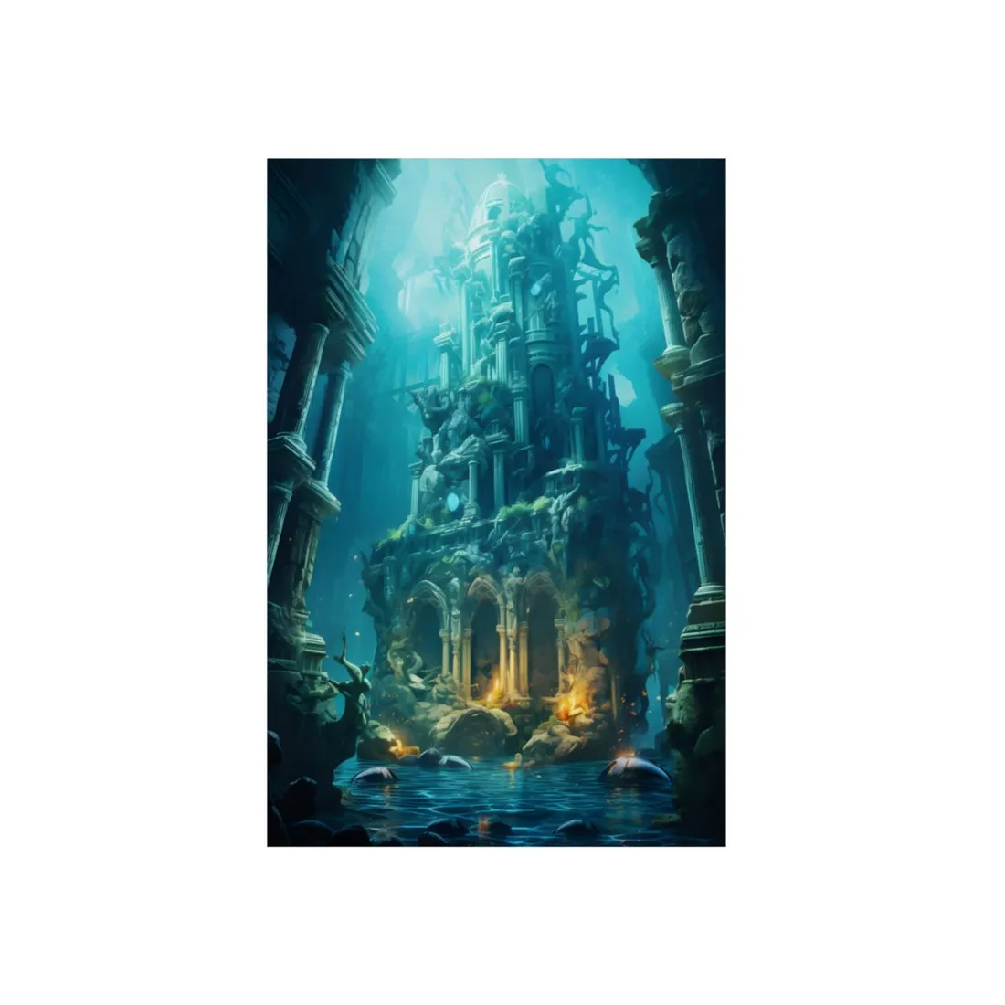 Mysterious Hidden Underwater City: Ancient Civilization Submerged - Metal Poster