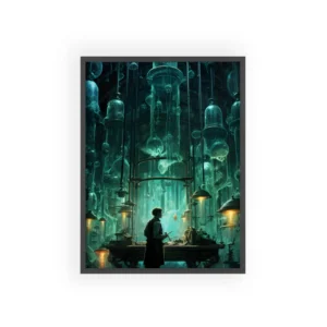 Figure in Glass Laboratory Framed Poster