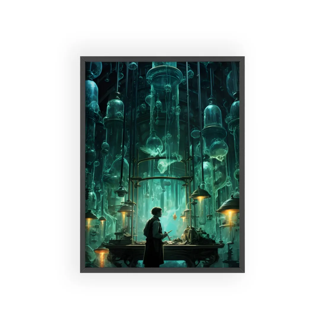 Mysterious Lab Scene: Scientific Research - Framed Poster
