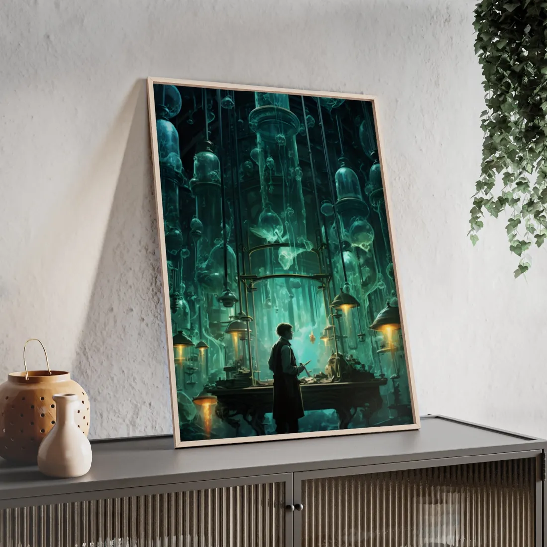 Mysterious Lab Scene: Scientific Research - Framed Poster