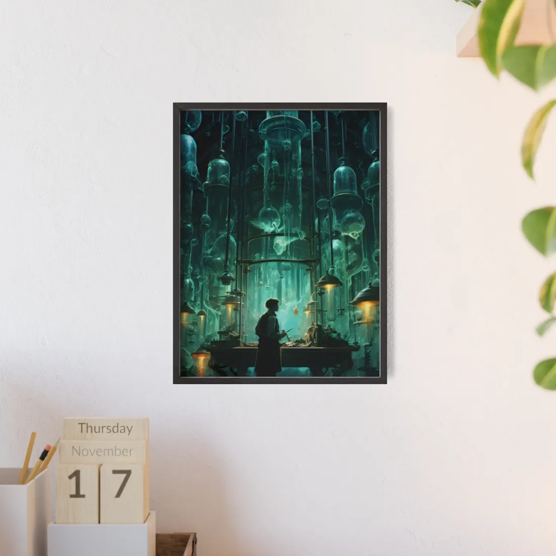 Mysterious Lab Scene: Scientific Research - Framed Poster
