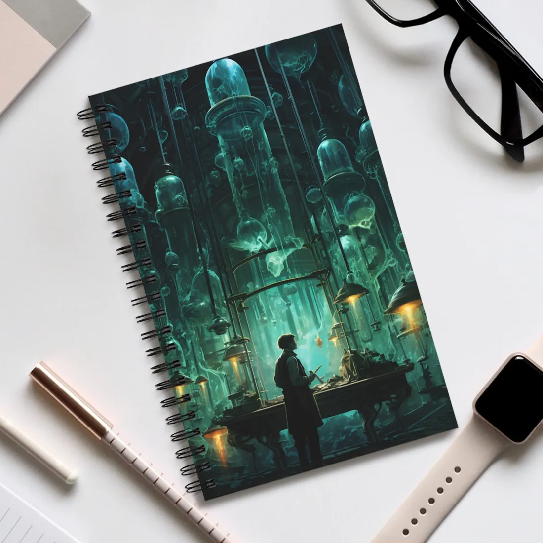 Mysterious Lab Scene: Scientific Research - Spiral Notebook