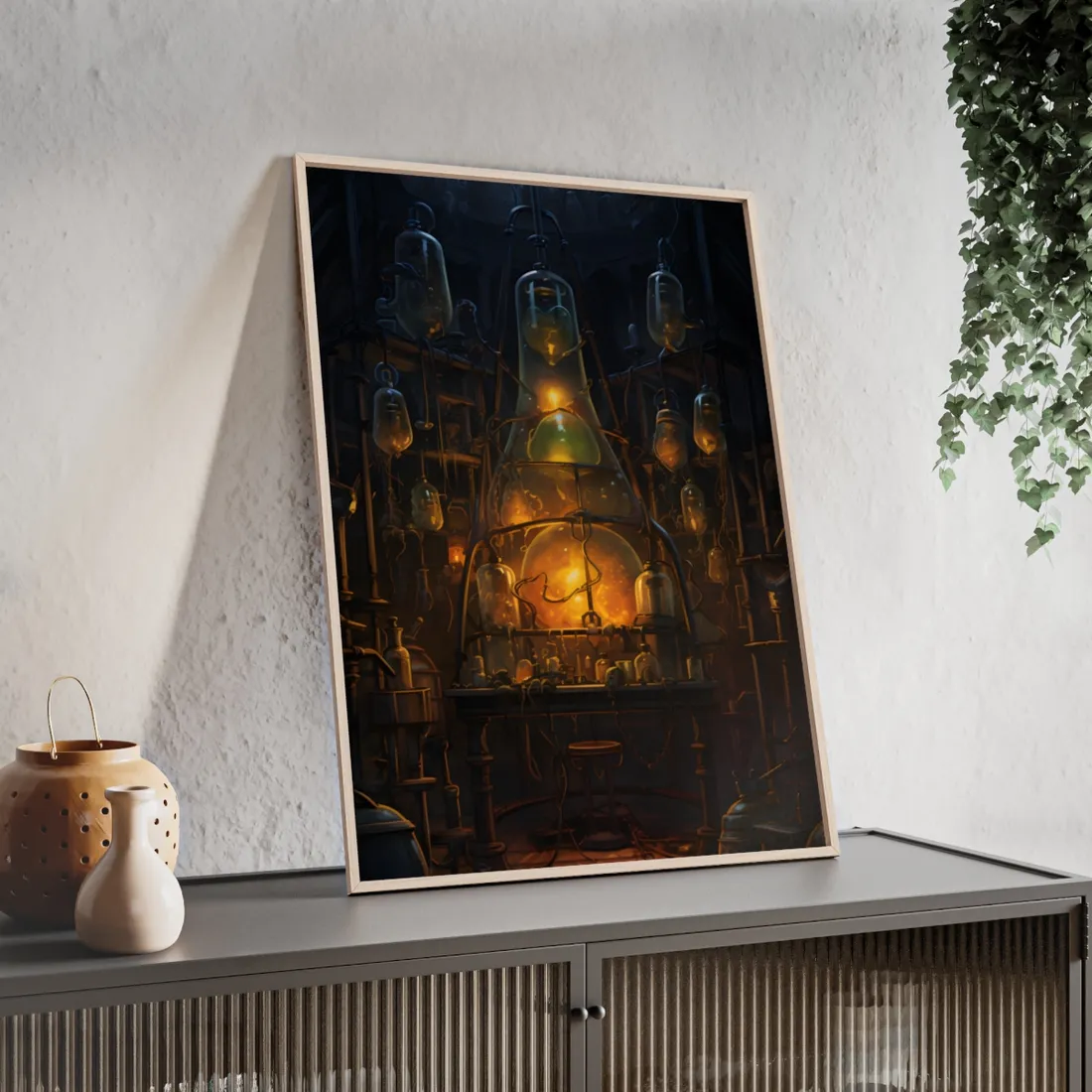 Mysterious Lab: Scientific Secrets in Darkness - Framed Poster