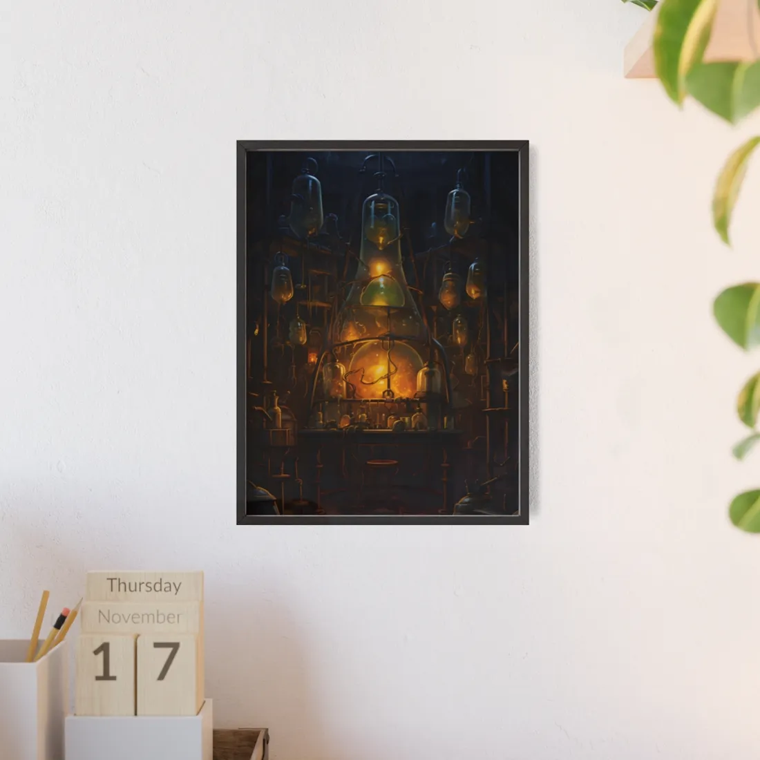 Mysterious Lab: Scientific Secrets in Darkness - Framed Poster