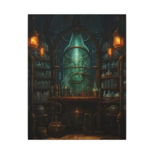 Alchemist Laboratory with Green Flask Canvas Print
